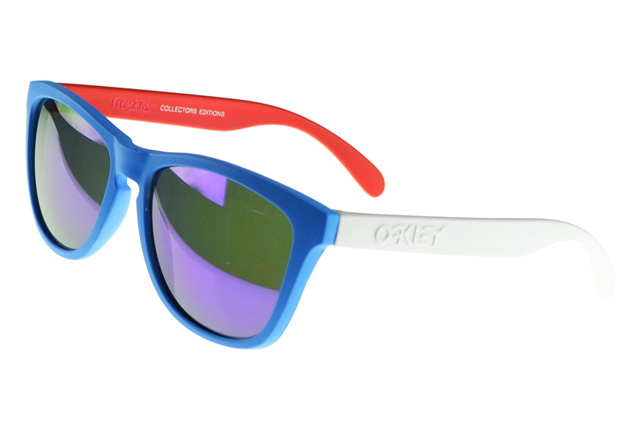 Cheap Oakley Frogskins Sunglasses Blue Frame Black Lens2